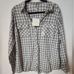 Croft & Barrow Gray Plaid Button Down Shirt